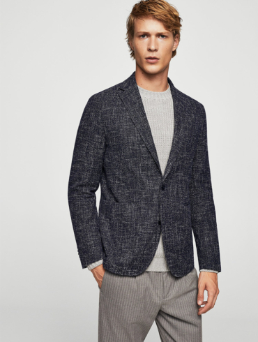 Slim fit flecked cotton blazer