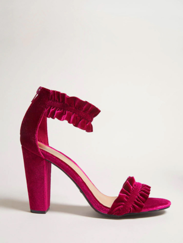 Ruffled Velvet Heels